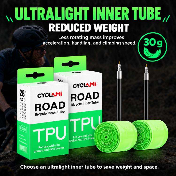 Camera d'aria in TPU ultraleggera CYCLAMi per bici da corsa, 30g-FV45mm, 30g-FV65mm, 30g-FV85mm