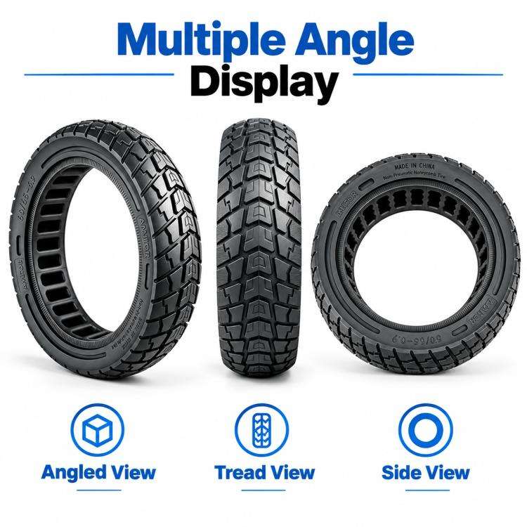 AIMITE Electric Scooter 45mm Slot Honeycomb Solid Tire, Size: 60 / 65-6.9 inch, For Ninebot MAX G2 (Black)