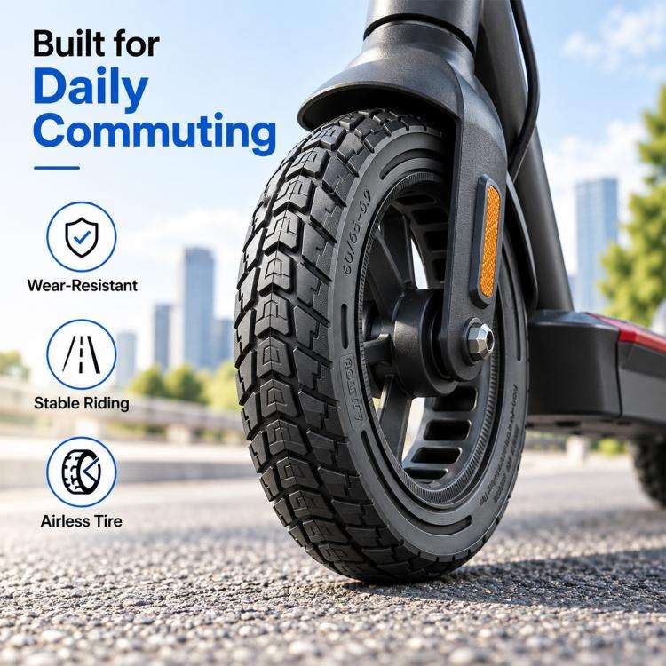 AIMITE Electric Scooter 45mm Slot Honeycomb Solid Tire, Size: 60 / 65-6.9 inch, For Ninebot MAX G2 (Black)