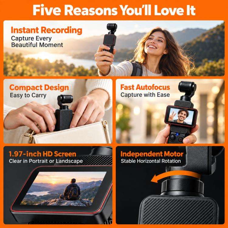DV11 1.97-inch HD Handheld Gimbal Pocket Camera Outdoor Sports Recorder