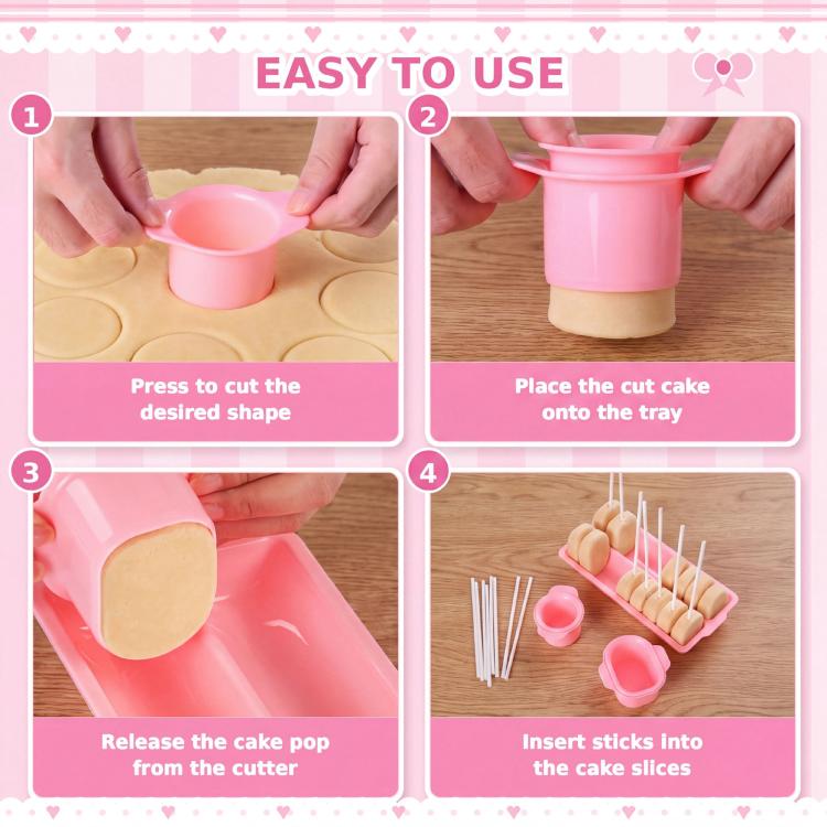 ABS Lollipop Cake Mold Cutting Baking Tool Kit, 3 PCS/Set Pink, 3 PCS/Set Blue, 8 PCS/Set Pink, 8 PCS/Set Blue