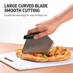 LsCook Stainless Steel Pizza Cutter Curved Blade with Stand Base