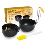 LsCook Foldable Heat-Resistant Handle Non-Stick Egg Poacher Spoon, Packed in OPP Bag, 2 PCS in Box with Brush