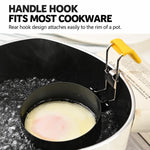 LsCook Foldable Heat-Resistant Handle Non-Stick Egg Poacher Spoon, Packed in OPP Bag, 2 PCS in Box with Brush