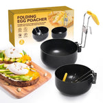 LsCook Foldable Heat-Resistant Handle Non-Stick Egg Poacher Spoon, Packed in OPP Bag, 2 PCS in Box with Brush