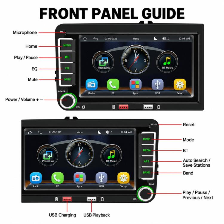Car MP5 Player Phone Connectivity Bluetooth Reversing Camera for Volkswagen, F9095W 9 inch