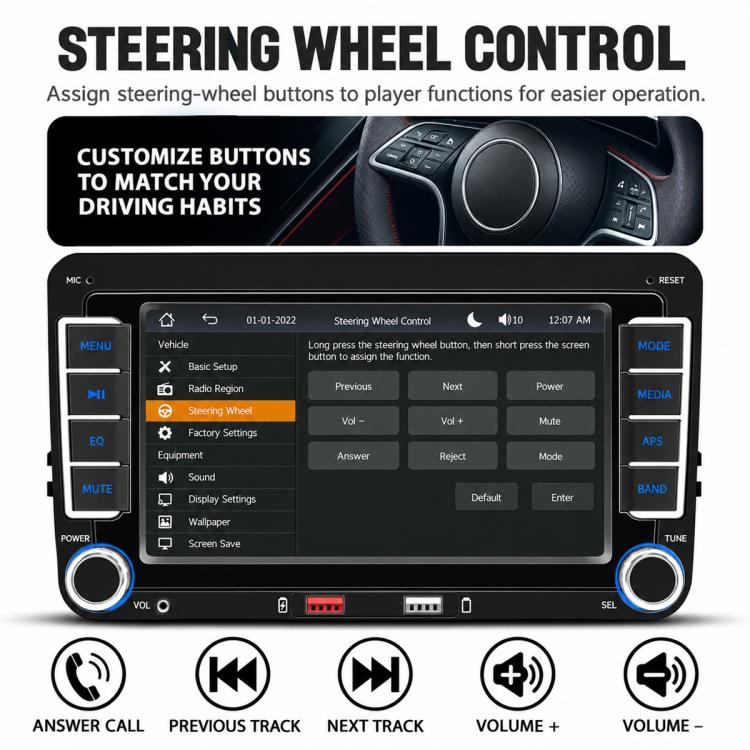 Car MP5 Player Phone Connectivity Bluetooth Reversing Camera for Volkswagen, F9095W 9 inch