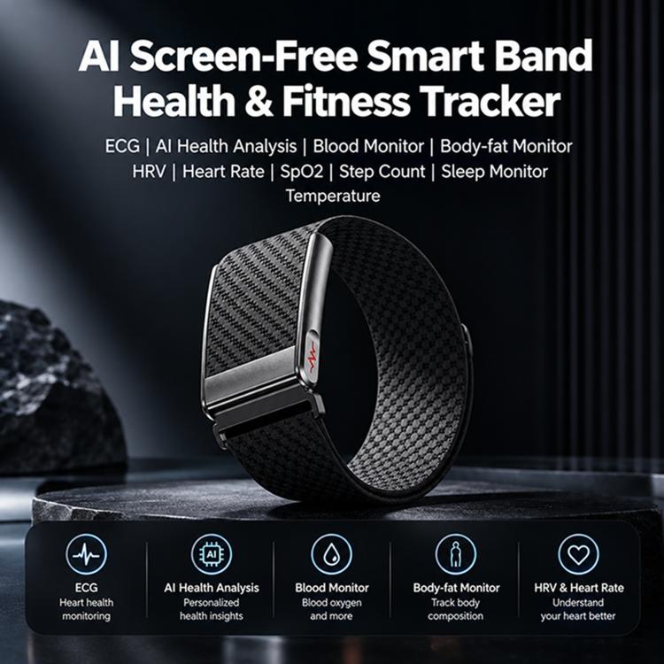 E910 Screenless ECG Fitness Tracker Health Band, Support Heart Rate Monitoring / Menstrual Period Reminder / Stress Monitoring, Dual Straps