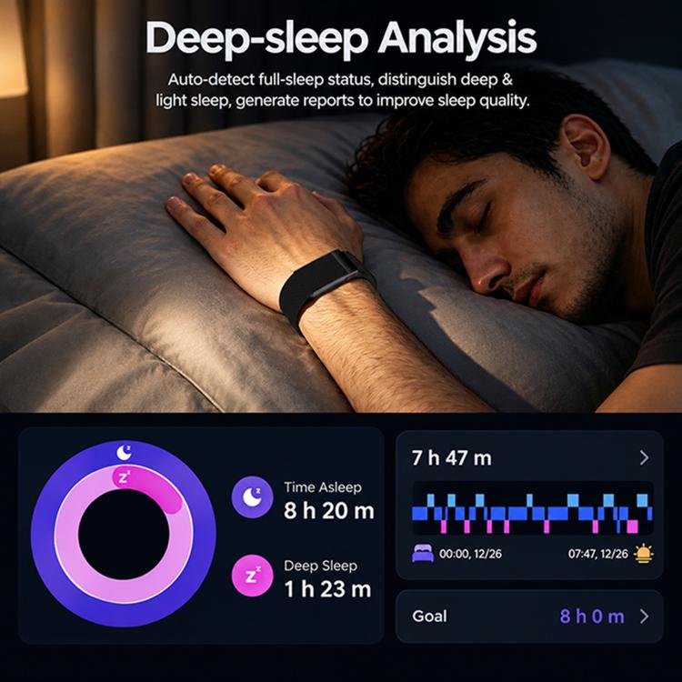 E910 Screenless ECG Fitness Tracker Health Band, Support Heart Rate Monitoring / Menstrual Period Reminder / Stress Monitoring, Dual Straps