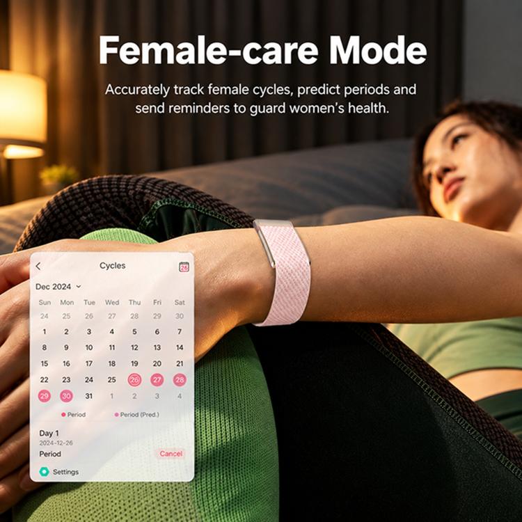 E910 Screenless ECG Fitness Tracker Health Band, Support Heart Rate Monitoring / Menstrual Period Reminder / Stress Monitoring, Dual Straps