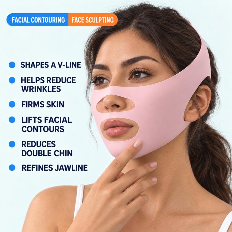 Face-slimming Lifting Bandage and Wrinkle Reduction Shaping Face Mask, Pink No Print Type, Black Gold Single Layer Type, Black Gold Double Layer Type