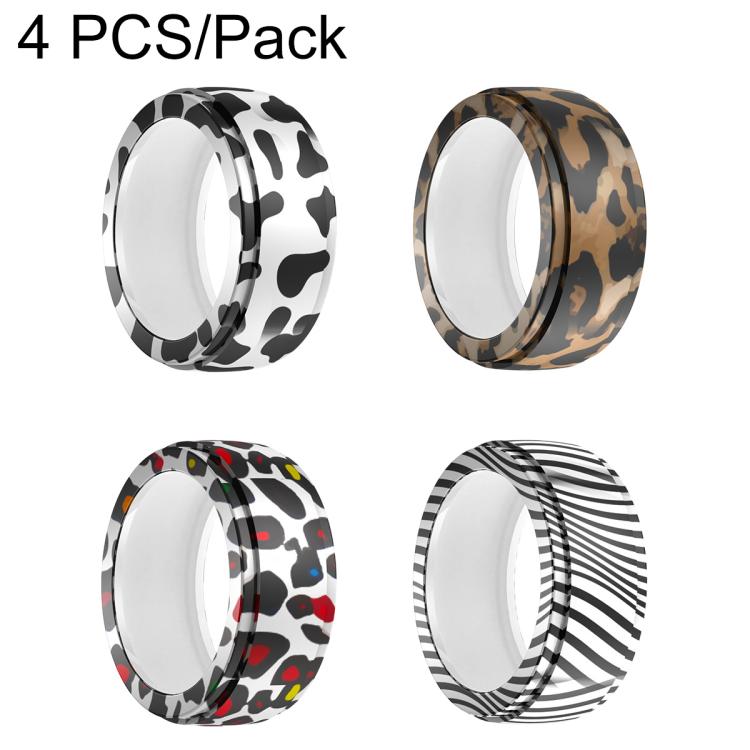 XDcase 4 PCS/Pack Printed Silicone Case for Oura Ring 4 / Gen3 / Galaxy Ring / Ultrahuman Ring AIR, S 5-9, M 10-15