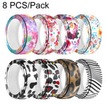 XDcase 8 PCS/Pack Printed Silicone Case for Oura Ring 4 / Gen3 / Galaxy Ring / Ultrahuman Ring AIR, S 5-9, M 10-15