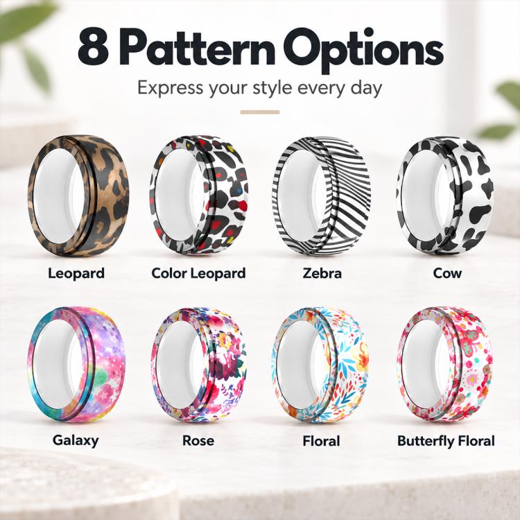 XDcase 8 PCS/Pack Printed Silicone Case for Oura Ring 4 / Gen3 / Galaxy Ring / Ultrahuman Ring AIR, S 5-9, M 10-15
