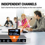 XTUGA CM240 UHF 4-Channel Wireless Conference Microphone System, EU Plug, US Plug, UK Plug, AU Plug
