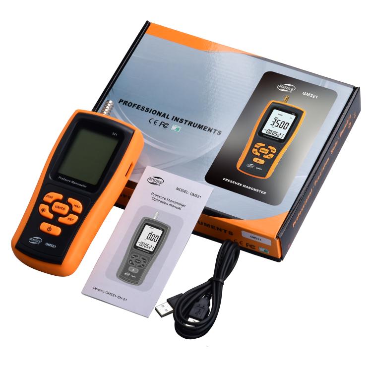 BENETECH GM521 Portable Gas Pressure Gauge Measurement Range: 0-35 kPa, Battery Not Included, GM521