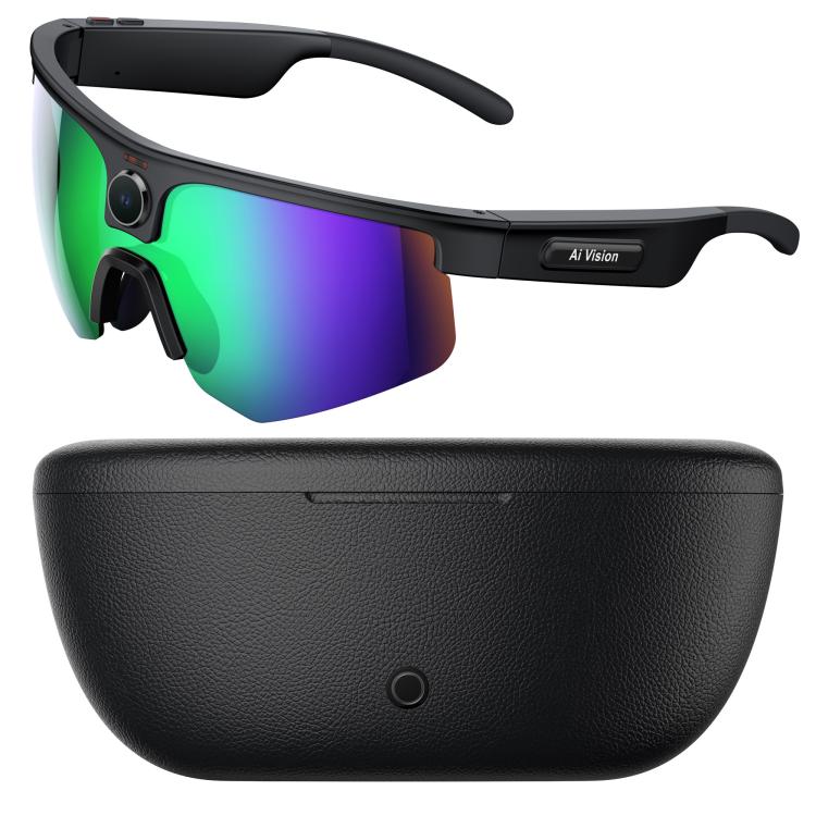 Q02 Ultra Cycling AI Smart Glasses with 8MP Camera, AI Translation, Video Recording, Voice Assistant, Ice Green Lens, Ice Purple Lens, Orange Lens, Gold Yellow Lens, Sunglasses Lens, Transparent Lens