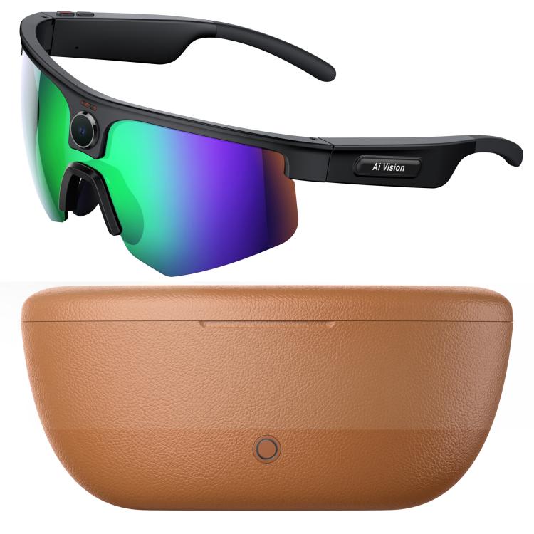 Q02 Ultra Cycling AI Smart Glasses with 8MP Camera, AI Translation, Video Recording, Voice Assistant, Ice Green Lens, Ice Purple Lens, Orange Lens, Gold Yellow Lens, Sunglasses Lens, Transparent Lens