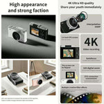 D72 4K Digital Camera with 180 Degree Flip Screen, 5MP Sensor, AF Auto Focus, 16X Digital Zoom and Flash