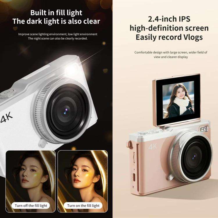 D72 4K Digital Camera with 180 Degree Flip Screen, 5MP Sensor, AF Auto Focus, 16X Digital Zoom and Flash