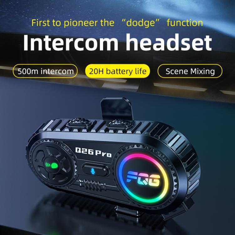 Q26 Pro Motorcycle Helmet Wireless Walkie-Talkie Bluetooth Earphone For 2-person, Hard Mic, Soft Mic, Hard + Soft Mic