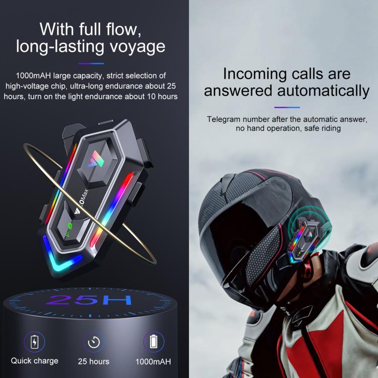 Y20 MAX BT 5.3 Intercom Headset with 16 RGB Light Effects, AI Voice Assistant, Two-Way, 2-in-1 Mic, Soft Mic, Hard Mic