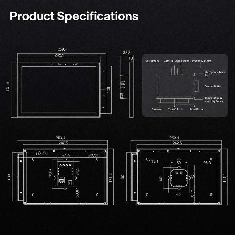 CCP-TY10 10 inch Touch Screen Tuya Smart Home Control Panel Compatible with ZigBee, EU Edition, US Edition