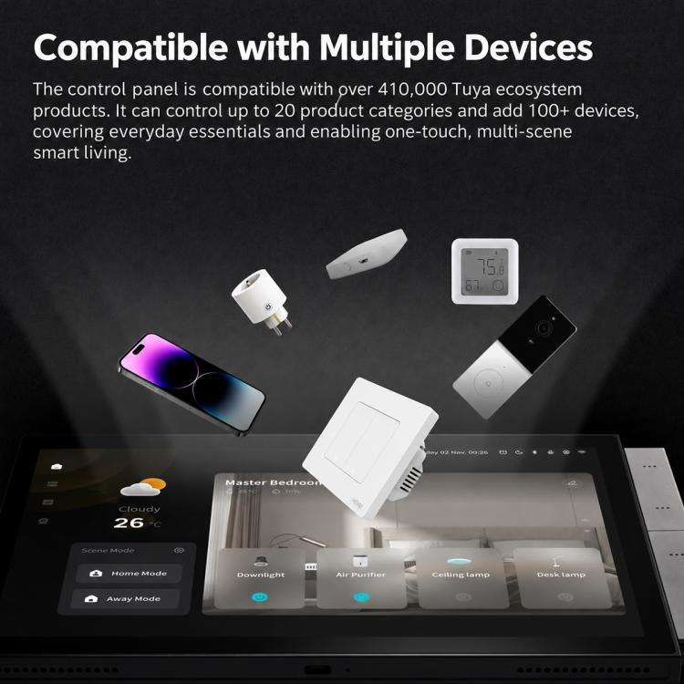 CCP-TY10 10 inch Touch Screen Tuya Smart Home Control Panel Compatible with ZigBee, EU Edition, US Edition