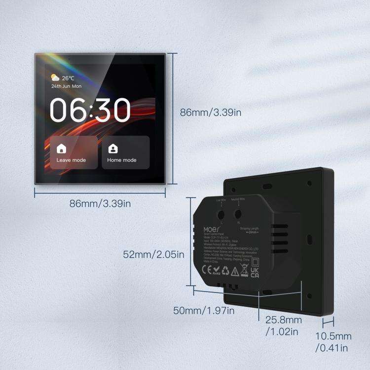 CCP-TY-EU-LN 4 inch Touch Screen Tuya Smart Voice Central Control Panel Compatible with ZigBee Gateway