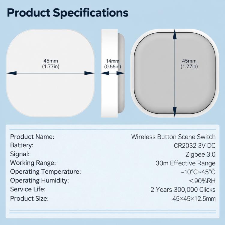 MOES ZT-SY-SR-C IP55 Waterproof Smart Wireless Button Scene Switch Compatible with ZigBee Gateway