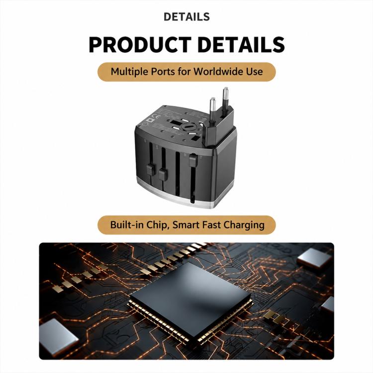 USB QC3.0 Universal Travel Adapter Portable Power Socket Charger