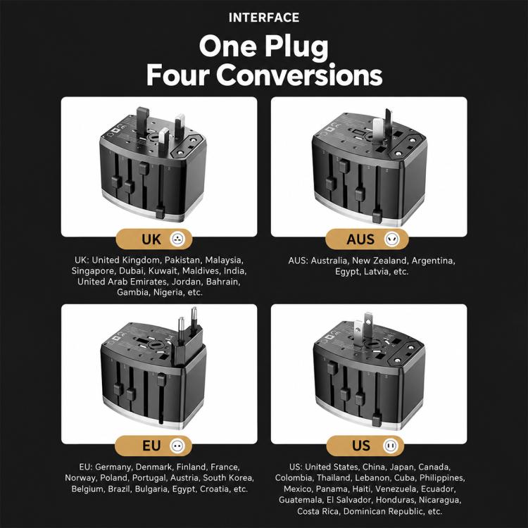 USB QC3.0 Universal Travel Adapter Portable Power Socket Charger