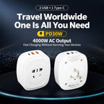 EU Plug 30W USB Fast Charging Multi-port Converter Travel Universal Adapter