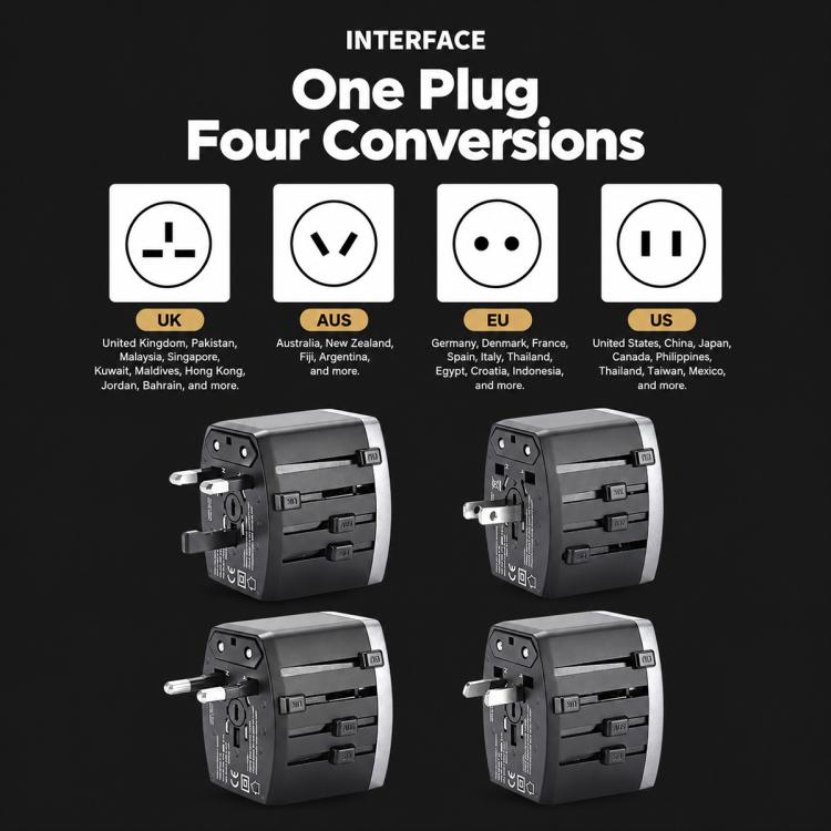 45W USB Multi-port Universal Travel Adapter Multifunctional PD Fast Charging Charger
