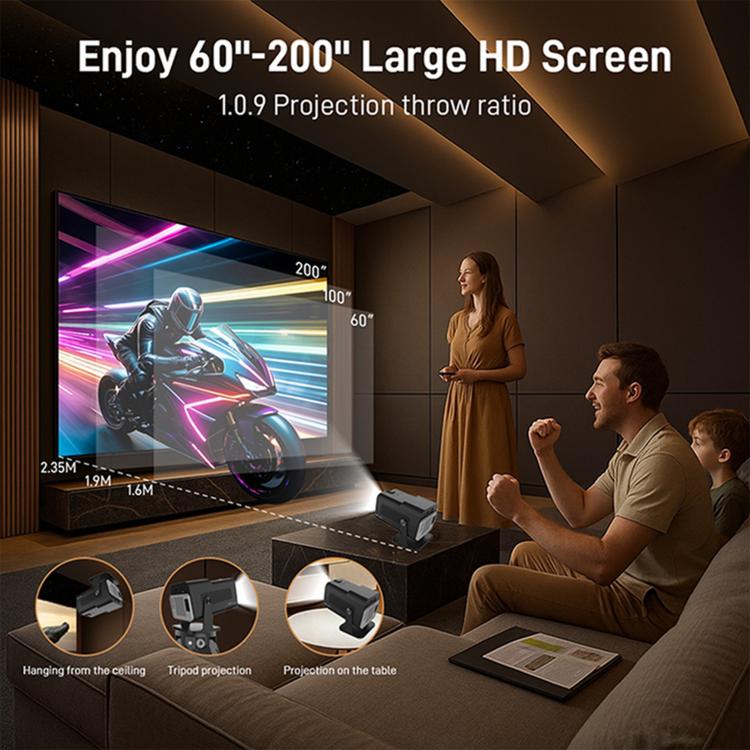 X12 Mini Home Use 1080P HD Portable Mobile Smart Projector, US Plug, EU Plug, UK Plug, AU Plug