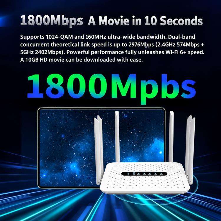 Router WiFi 6 dual-band 1800 Mbps con 6 antenne e Mesh - immagine 8