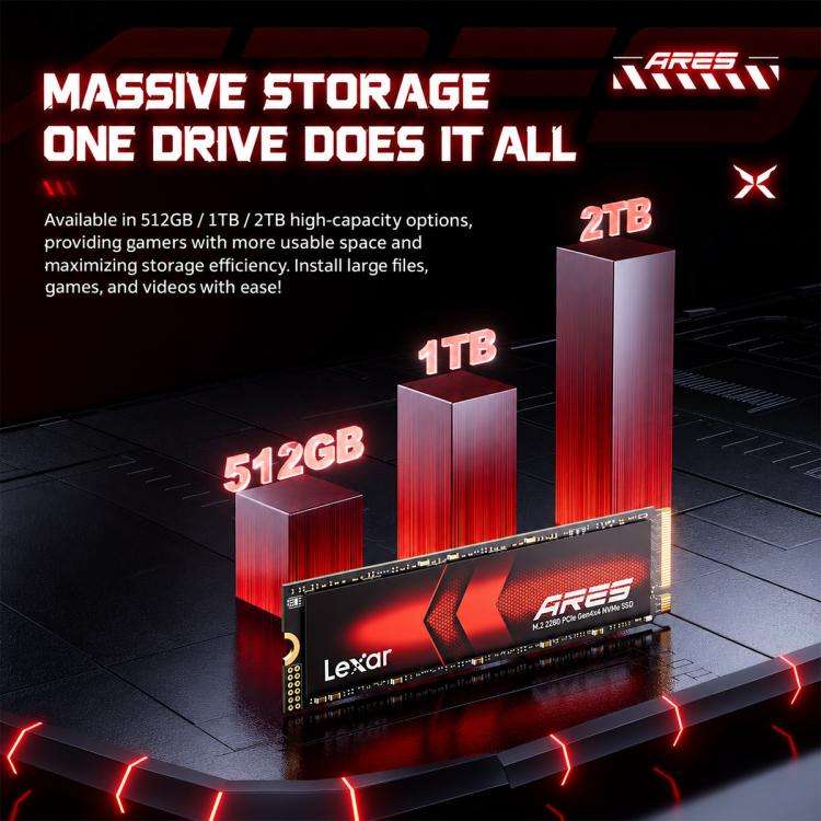 SSD Lexar ARES PCIe 4.0 NVMe M.2 2280, 1 TB, 2 TB o 4 TB - immagine 10