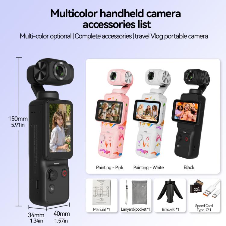 Fotocamera con gimbal Q17, schermo LCD da 2,29 pollici e registrazione video 4K HD