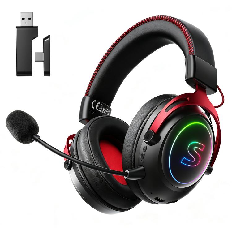 Cuffie da gaming RGB SoulBytes K17 Tri-mode (Bluetooth, 2.4G, cablate) con microfono rimovibile