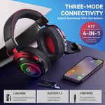 Cuffie da gaming RGB SoulBytes K17 Tri-mode (Bluetooth, 2.4G, cablate) con microfono rimovibile