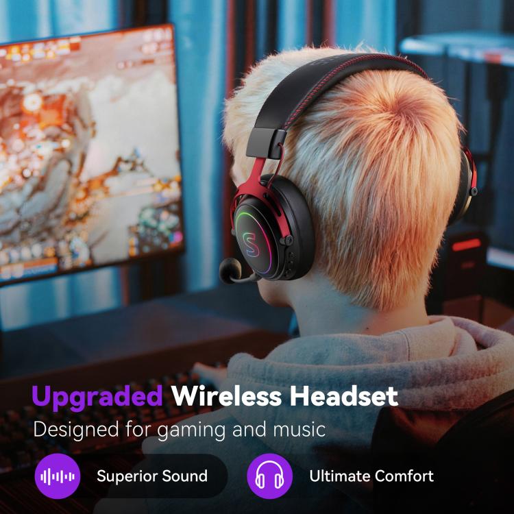 Cuffie da gaming RGB SoulBytes K17 Tri-mode (Bluetooth, 2.4G, cablate) con microfono rimovibile
