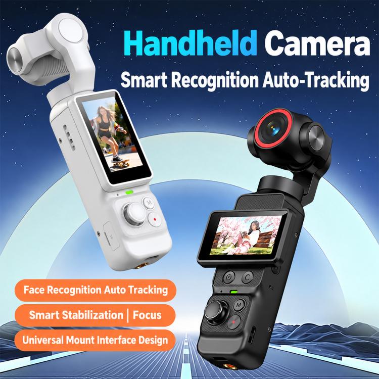 LK-036 Videocamera tascabile con gimbal, display da 1,97 pollici, risoluzione 1080P HD, ideale per vlog e con supporto per il riconoscimento facciale., LK-036