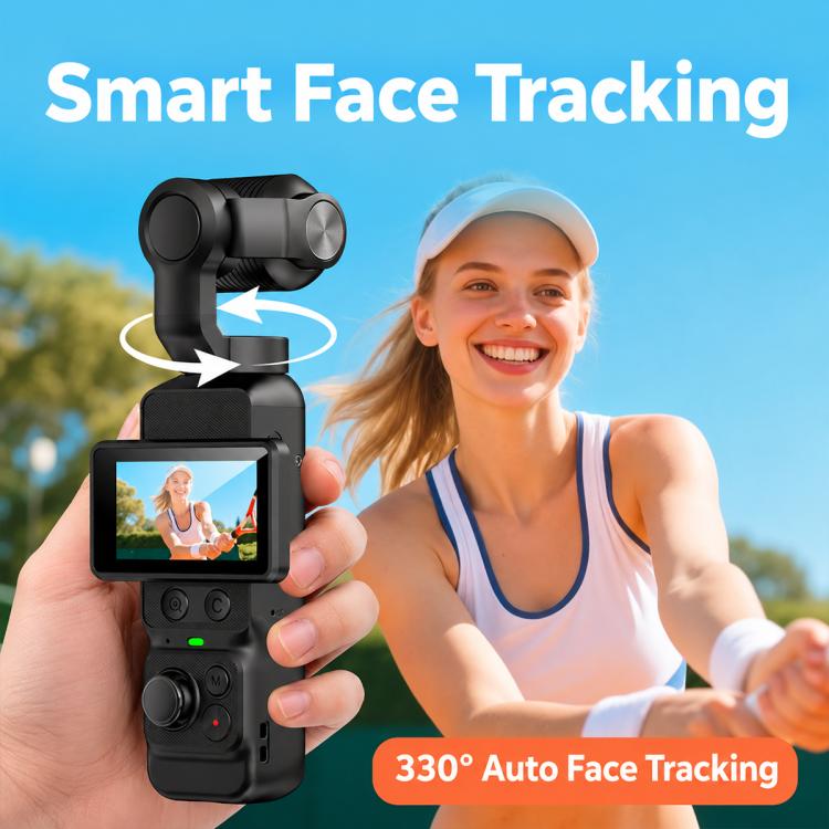 LK-036 Videocamera tascabile con gimbal, display da 1,97 pollici, risoluzione 1080P HD, ideale per vlog e con supporto per il riconoscimento facciale., LK-036