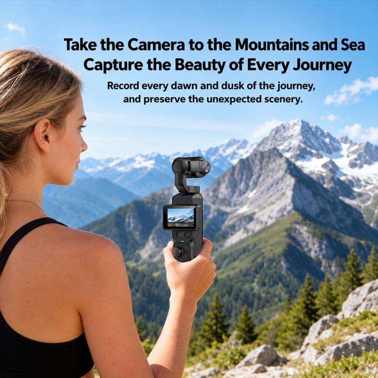 LK-036 Videocamera tascabile con gimbal, display da 1,97 pollici, risoluzione 1080P HD, ideale per vlog e con supporto per il riconoscimento facciale., LK-036