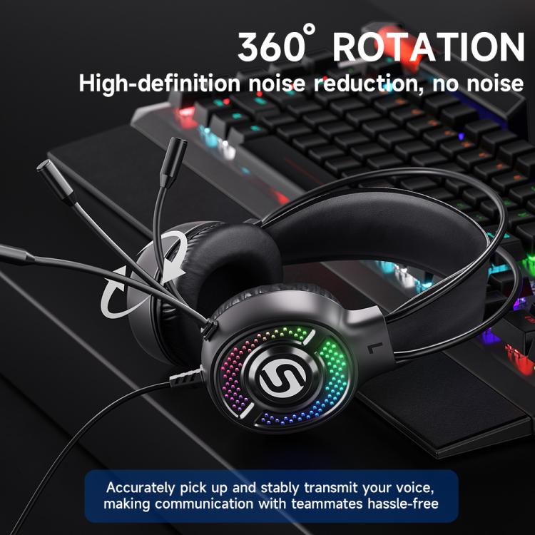 Cuffie da gaming cablate Soulbytes S300 RGB con microfono (connettore jack da 3,5 mm a 4 poli e USB), S300