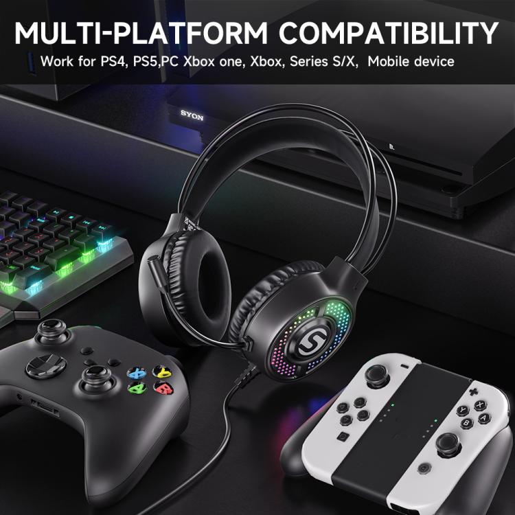Cuffie da gaming cablate Soulbytes S300 RGB con microfono (connettore jack da 3,5 mm a 4 poli e USB), S300