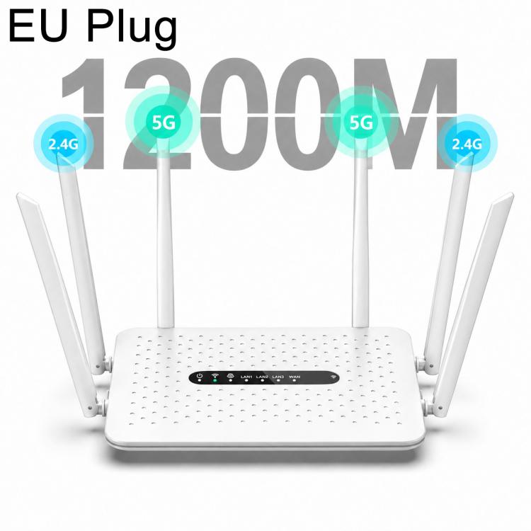 6-Antenna Full Network 1200M Dual-Band 2.4G & 5G Gigabit Wireless Router, EU Plug, US Plug, AU Plug