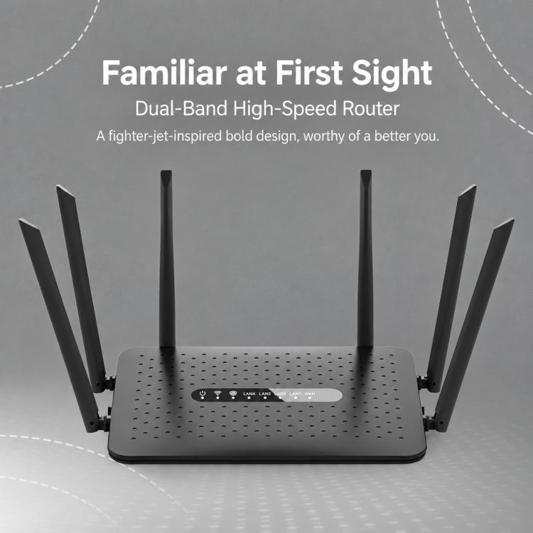 6-Antenna Full Network 1200M Dual-Band 2.4G & 5G Gigabit Wireless Router, EU Plug, US Plug, AU Plug