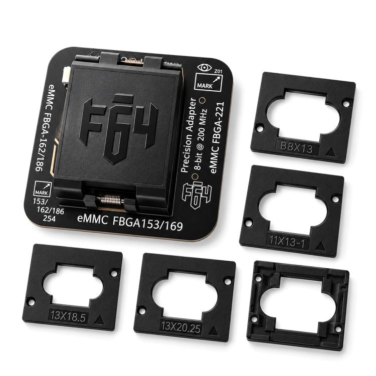 UFS/eMMC Programmer, Flash 64 Ultra Full Kit, F64 UFS-FBGA-297 Socket Adapter, F64 UFS-FBGA-254 Socket Adapter, F64 UFS-FBGA-153 Socket Adapter, F64 EMMC 4 in 1 Set