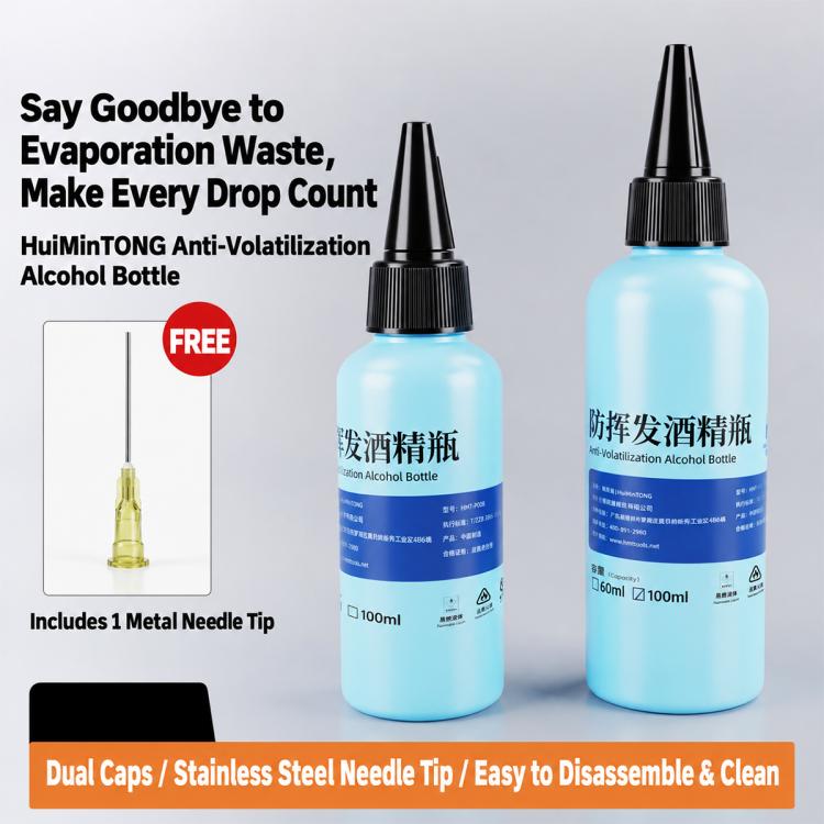 Flacone dispenser di alcol HUIMINTONG P008 antiscivolo, a prova di perdite e sicuro ESD., 60ml, 100ml